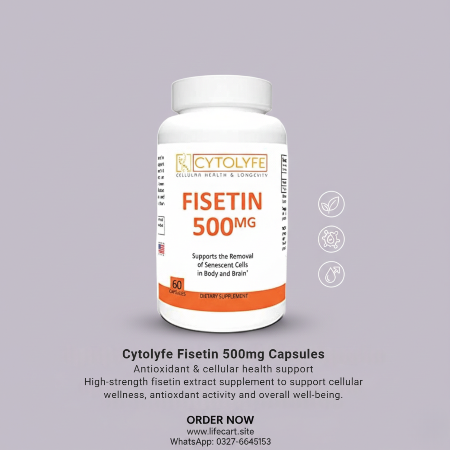 Cytolyfe Fisetin 500mg Capsules